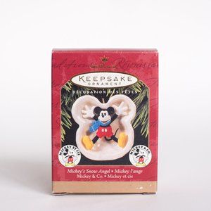 Hallmark Keepsake Disney Ornament Mickey & Co. NIB 1997 “Mickey’s Snow Angel”.